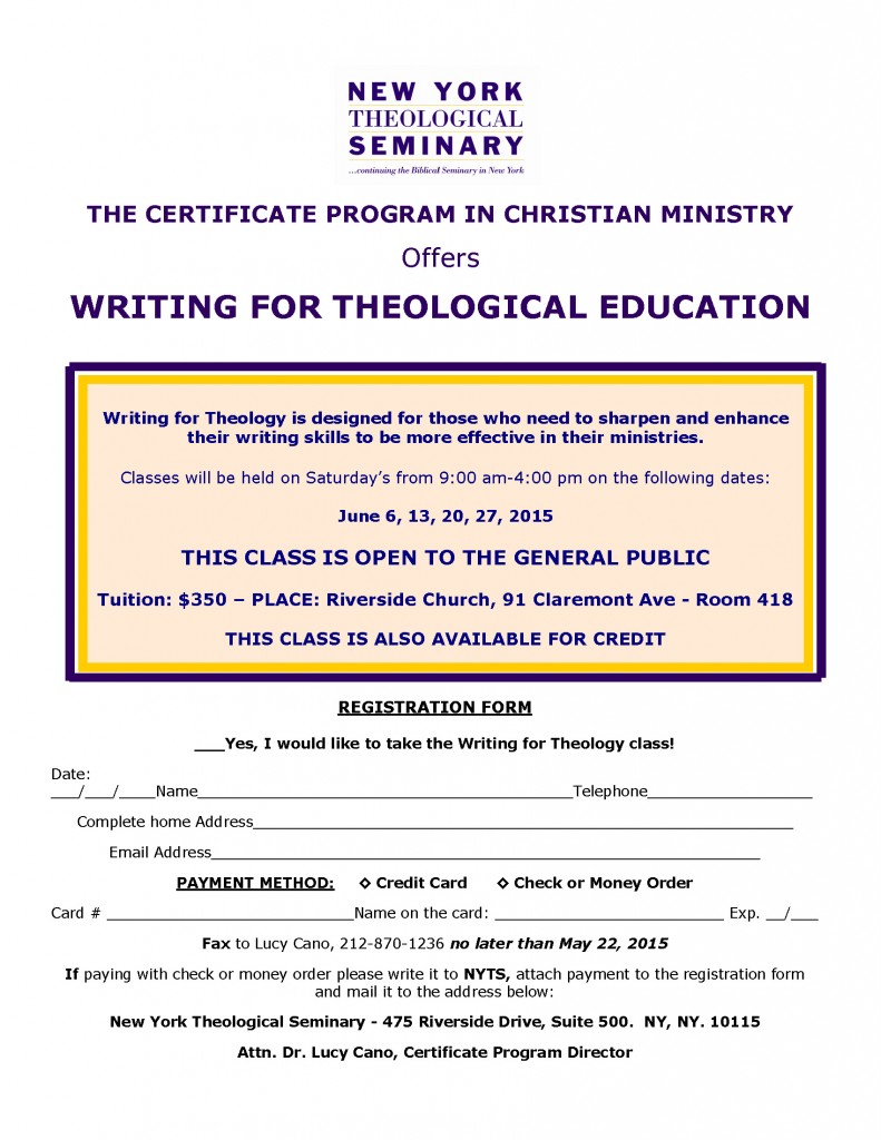 WRITING FOR THEOLOGY June 2015
