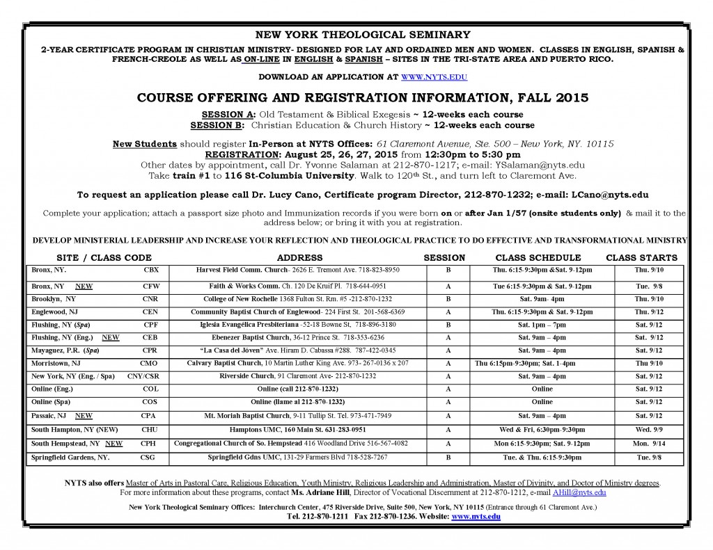 CP Fall 2015 Registration Schedule